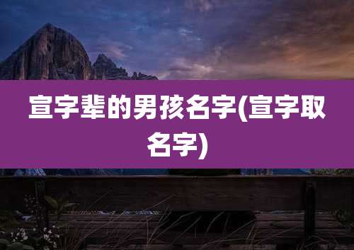宣字辈的男孩名字(宣字取名字)
