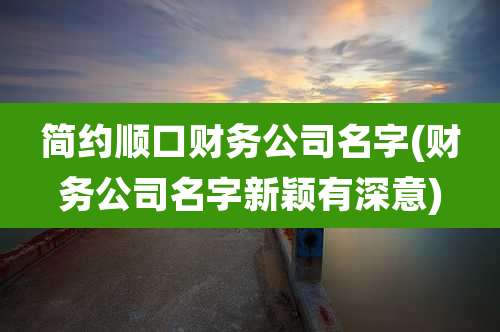 简约顺口财务公司名字(财务公司名字新颖有深意)