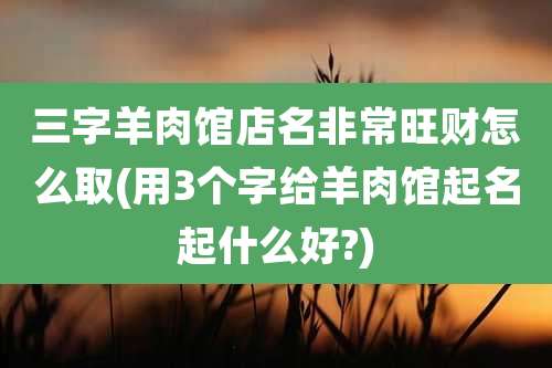 三字羊肉馆店名非常旺财怎么取(用3个字给羊肉馆起名起什么好?)