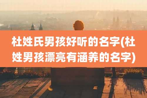 杜姓氏男孩好听的名字(杜姓男孩漂亮有涵养的名字)