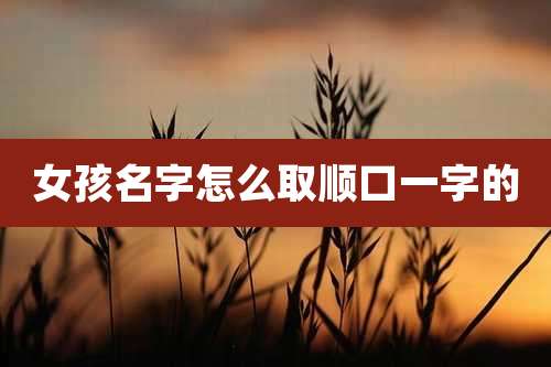 女孩名字怎么取顺口一字的