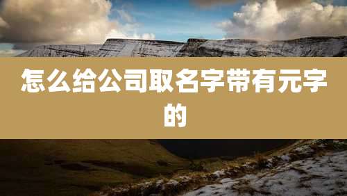 怎么给公司取名字带有元字的