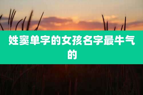 姓窦单字的女孩名字最牛气的