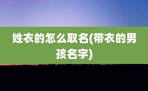 姓衣的怎么取名(带衣的男孩名字)
