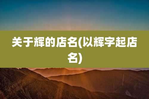 关于辉的店名(以辉字起店名)