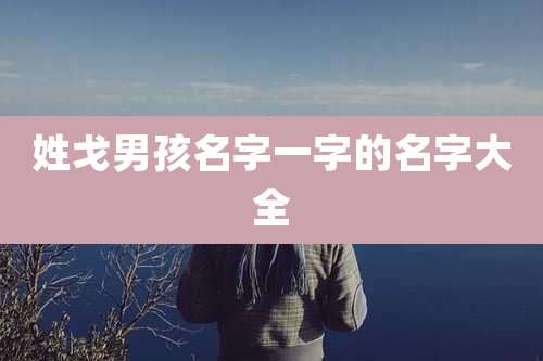 姓戈男孩名字一字的名字大全