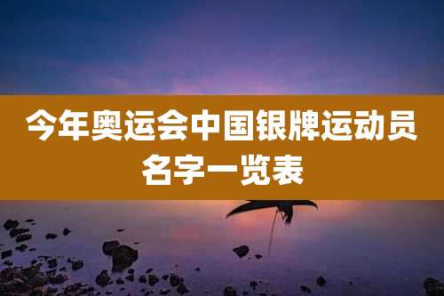 今年奥运会中国银牌运动员名字一览表