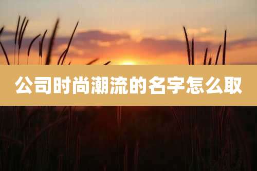 公司时尚潮流的名字怎么取