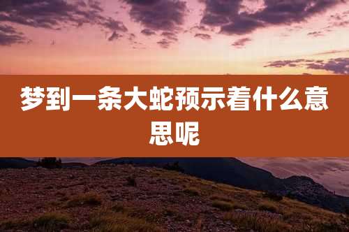 梦到一条大蛇预示着什么意思呢