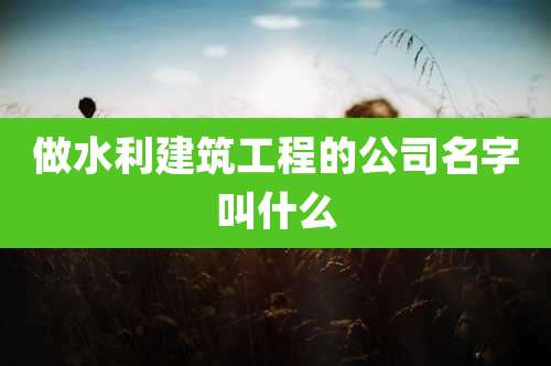 做水利建筑工程的公司名字叫什么