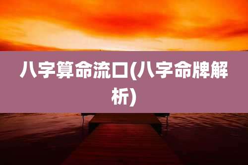 八字算命流口(八字命牌解析)