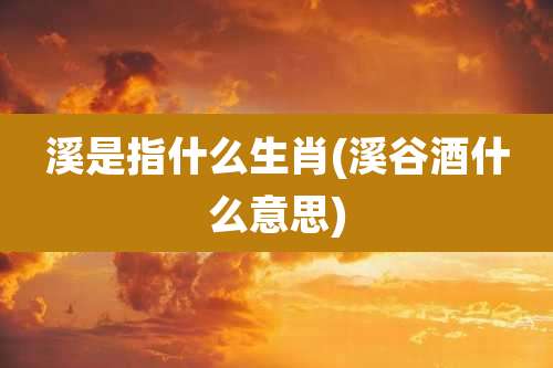 溪是指什么生肖(溪谷酒什么意思)