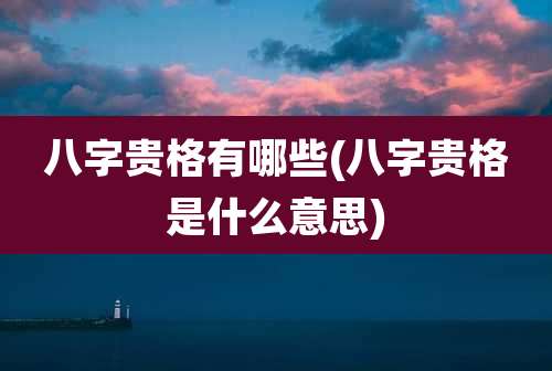 八字贵格有哪些(八字贵格是什么意思)