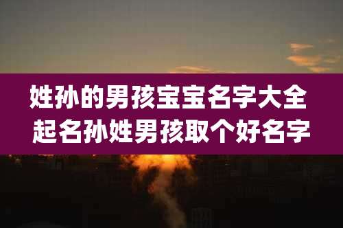 姓孙的男孩宝宝名字大全 起名孙姓男孩取个好名字