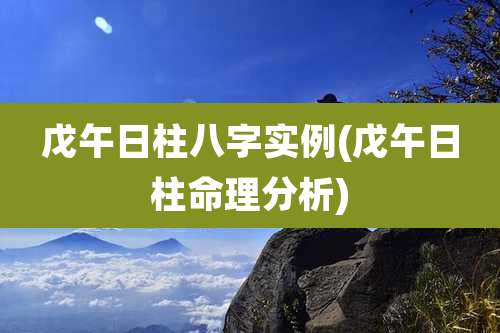 戊午日柱八字实例(戊午日柱命理分析)