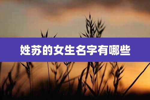 姓苏的女生名字有哪些