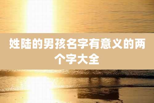 姓陆的男孩名字有意义的两个字大全