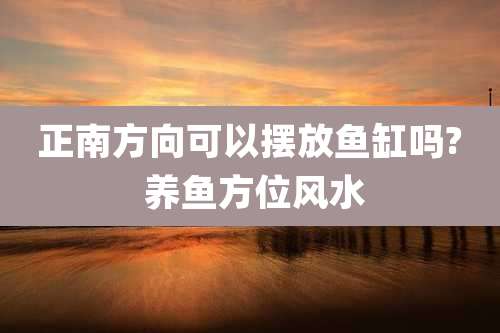 正南方向可以摆放鱼缸吗? 养鱼方位风水