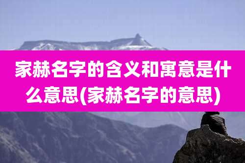 家赫名字的含义和寓意是什么意思(家赫名字的意思)