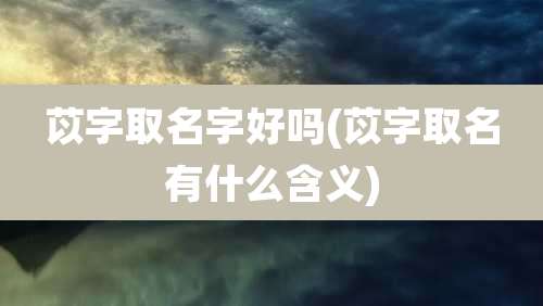 苡字取名字好吗(苡字取名有什么含义)