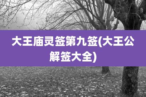 大王庙灵签第九签(大王公解签大全)