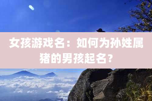 女孩游戏名:如何为孙姓属猪的男孩起名?