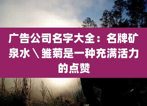 广告公司名字大全:名牌矿泉水\雏菊是一种充满活力的点赞