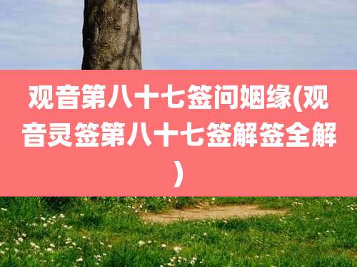 观音第八十七签问姻缘(观音灵签第八十七签解签全解)