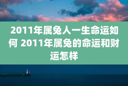 2011年属兔人一生命运如何 2011年属兔的命运和财运怎样