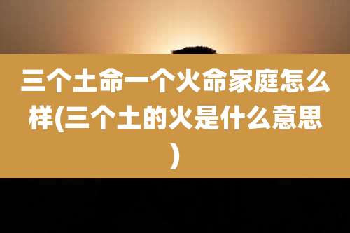 三个土命一个火命家庭怎么样(三个土的火是什么意思)