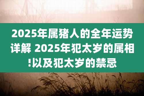 2025年属猪人的全年运势详解 2025年犯太岁的属相!以及犯太岁的禁忌