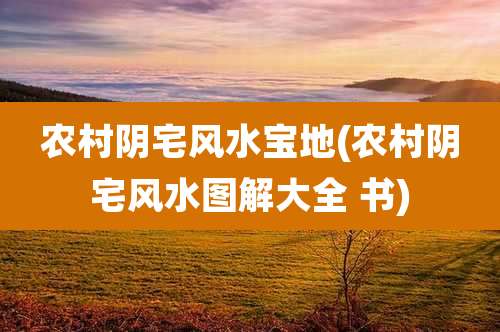 农村阴宅风水宝地(农村阴宅风水图解大全 书)