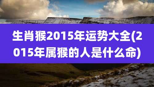 生肖猴2015年运势大全(2015年属猴的人是什么命)