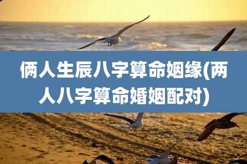 俩人生辰八字算命姻缘(两人八字算命婚姻配对)