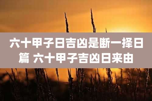 六十甲子日吉凶是断一择日篇 六十甲子吉凶日来由