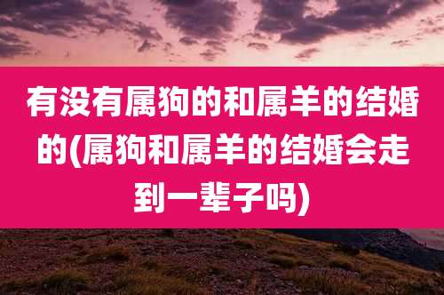 有没有属狗的和属羊的结婚的(属狗和属羊的结婚会走到一辈子吗)