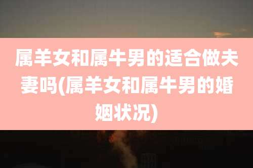 属羊女和属牛男的适合做夫妻吗(属羊女和属牛男的婚姻状况)