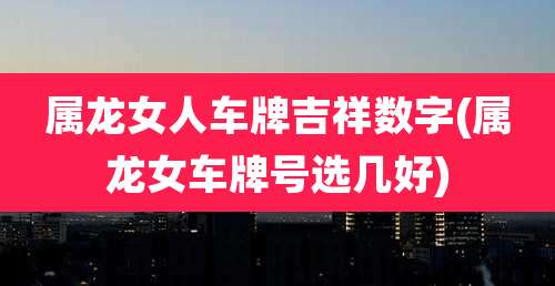 属龙女人车牌吉祥数字(属龙女车牌号选几好)