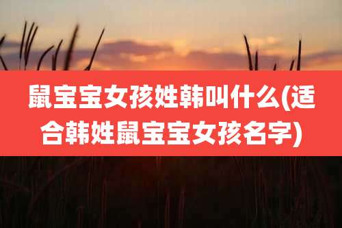 鼠宝宝女孩姓韩叫什么(适合韩姓鼠宝宝女孩名字)