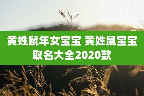 黄姓鼠年女宝宝 黄姓鼠宝宝取名大全2020款