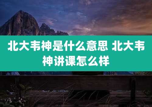 北大韦神是什么意思 北大韦神讲课怎么样