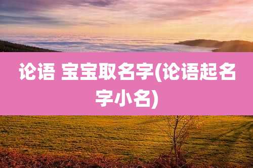 论语 宝宝取名字(论语起名字小名)