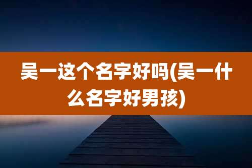 吴一这个名字好吗(吴一什么名字好男孩)