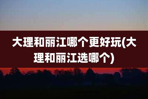 大理和丽江哪个更好玩(大理和丽江选哪个)