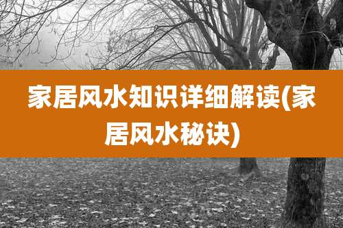 家居风水知识详细解读(家居风水秘诀)