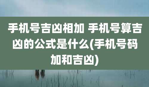 手机号吉凶相加 手机号算吉凶的公式是什么(手机号码加和吉凶)