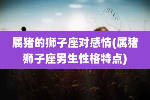 属猪的狮子座对感情(属猪狮子座男生性格特点)