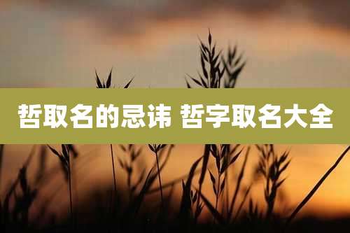 哲取名的忌讳 哲字取名大全