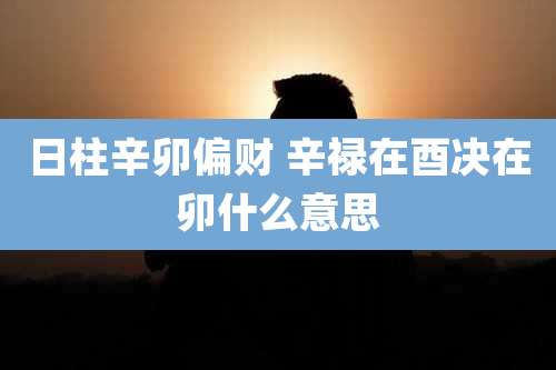 日柱辛卯偏财 辛禄在酉决在卯什么意思