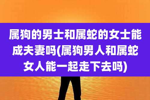 属狗的男士和属蛇的女士能成夫妻吗(属狗男人和属蛇女人能一起走下去吗)